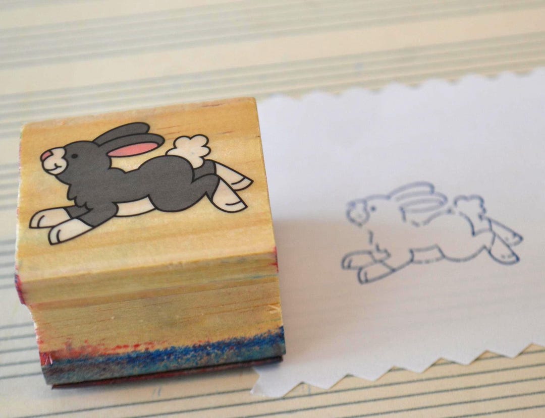 Rabbit Bunny Wood Mounted Rubber Stamp - Etsy