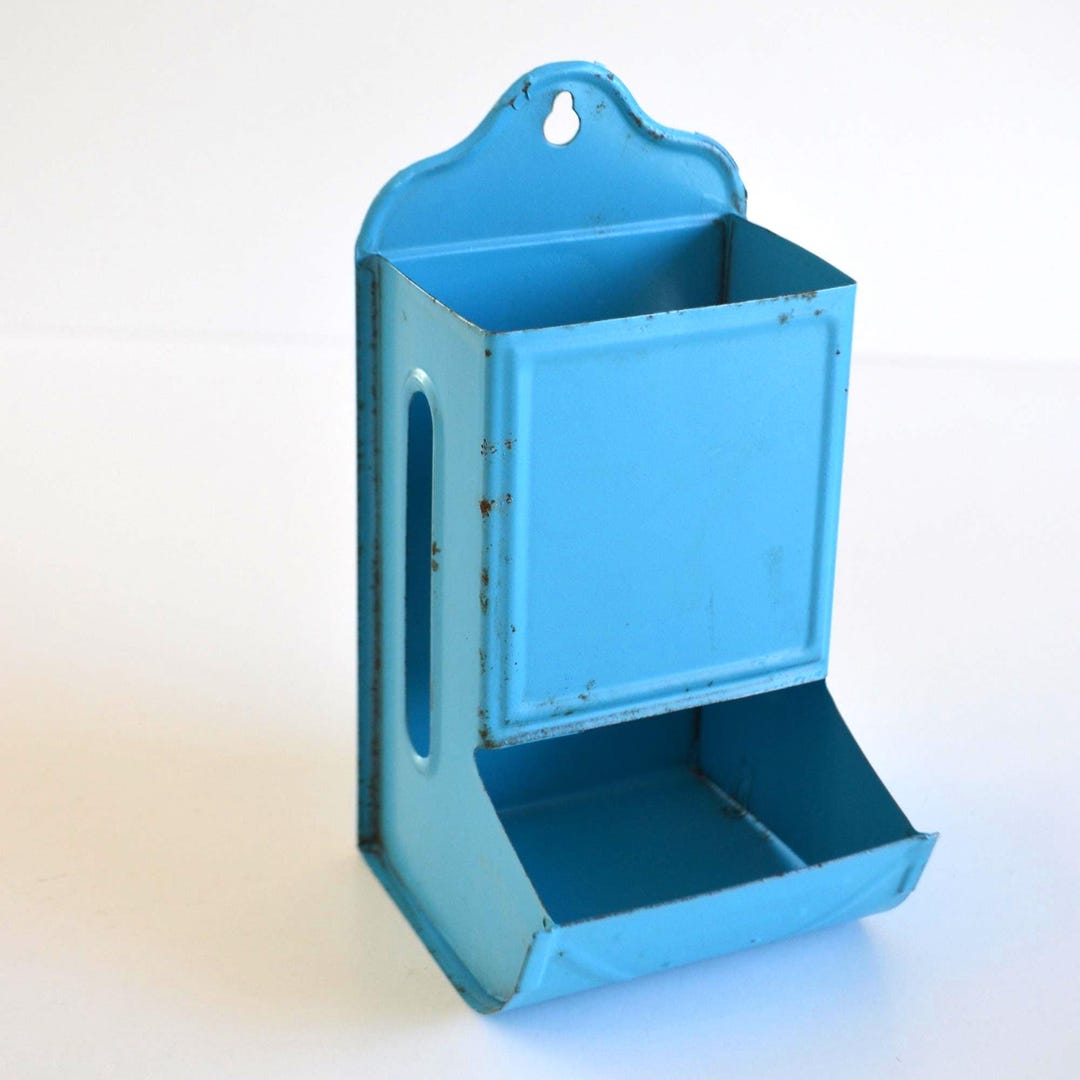Matchstick Storage Vintage Blue Metal Wall Storage Matchbox Matches Matchstick Holder - Etsy