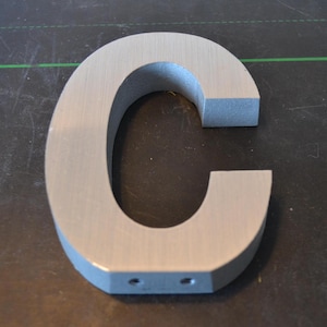 Vintage Salvage Industrial Signage Metal Silver Letter C