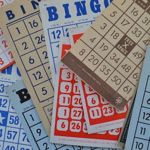 Assortiment de cartes de bingo vintage anciennes, lot de 10