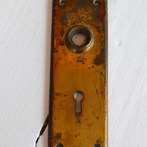 Antique Vintage Salvage Architectural Metal Design Door Plate Escutcheon Hardware
