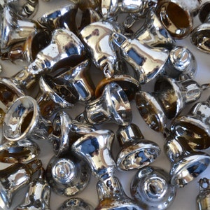 Silver Plastic Christmas Bells Ornaments Lot of 47