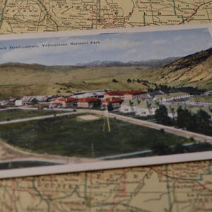 Vintage Ephemera Speicher-ikonenhafte Andenken-Park-Hauptsitz Yellowstone National Park-Reise-Postkarte