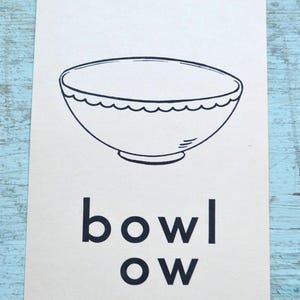 Vintage Flash Card Flashcard Scrapbooking Large Kids Education Picture - Bowl