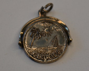 Vintage Silver Florida Wish You Were Here Jewelry Charm