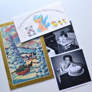 Vintage Mixed Media Ephemera Photographs Announcement Greeting Card Lot of 4