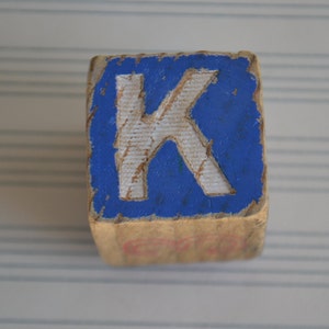 Vintage Blue Block Letter Initial Refrigerator Magnet K