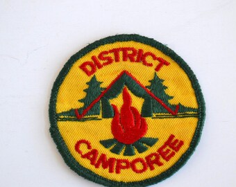 Vintage Girl Boy Scouts District Camporee Camp Embroidered Patch Badge