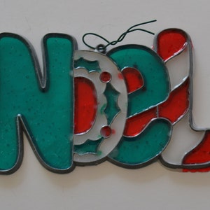 Vintage Window Holiday Christmas Noel Stained Glass Ornament image 1