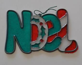 Vintage Window Holiday Christmas Noel Stained Glass Ornament
