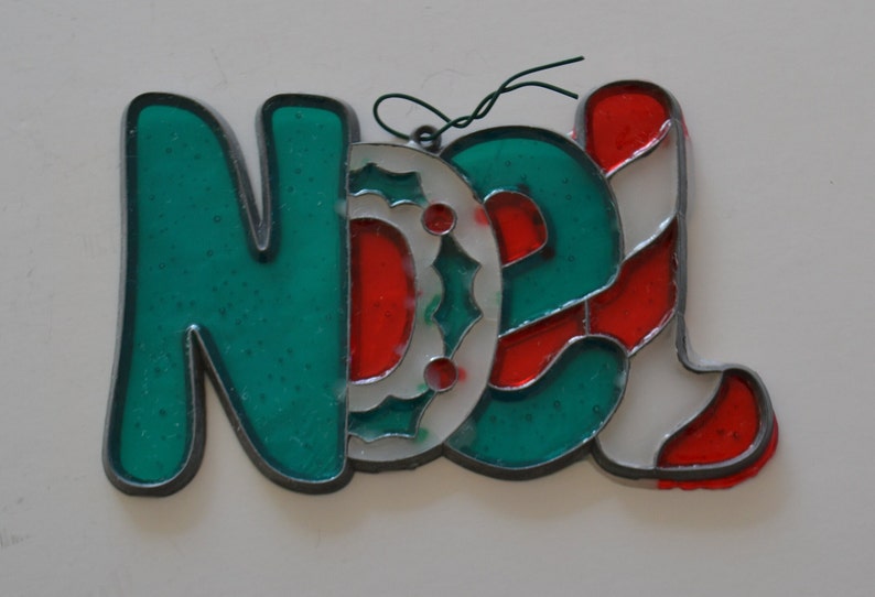 Vintage Window Holiday Christmas Noel Stained Glass Ornament image 1