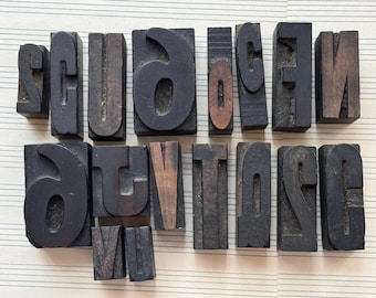 Antique Vintage Print Letterpress Block Wood Type Letter Number - Choose Letter