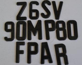 Vintage Black Plastic Craft Alphabet Letter Number  Lot of 14