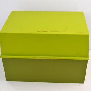 Vintage Betty Crocker Großen Kunststoff Lime Olivgrün Küche Rezepte Karteikarten Box Behälter
