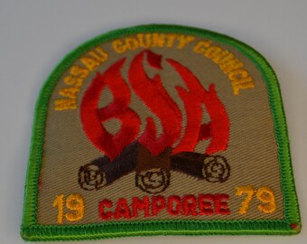 Reclaimed Vintage Boy Cub Scouts 1979 Nassau County Council BSA Badge Patch