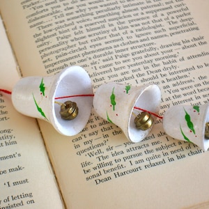 Vintage Hanging Set of White Christmas Bells Ornament Door Chime