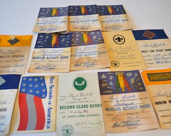 Vintage Boy Cub Scout Membership Award Cards Ephemera Set of 13
