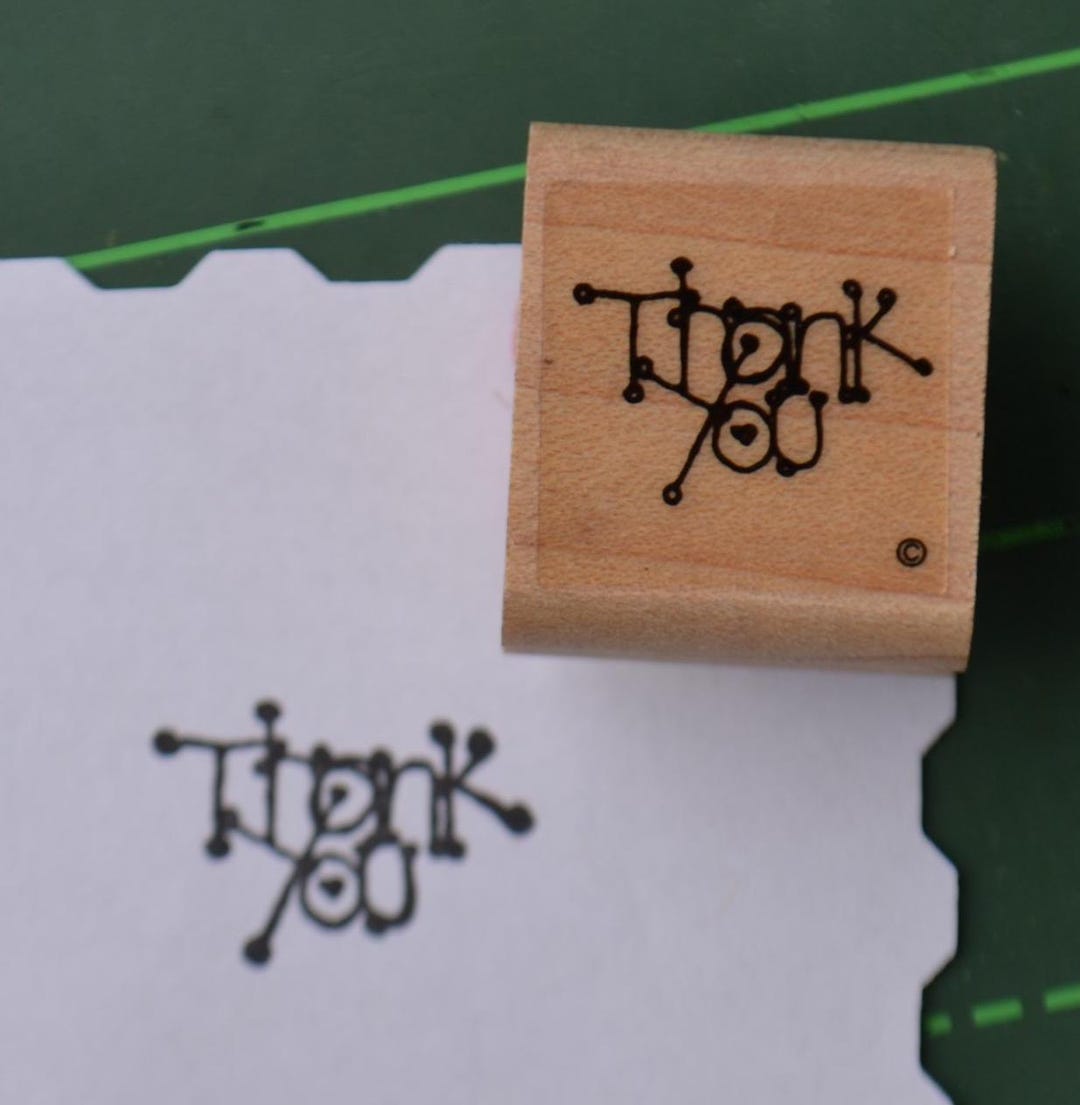Vintage Thank You Word Wood Mounted Rubber Stamp - Etsy