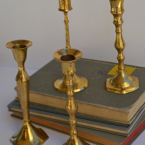 Vintage Assorted Brass Tapered Candle Candlestick Holders Lot of 4