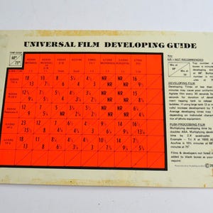 Vintage Universal Film Developing Guide 1978