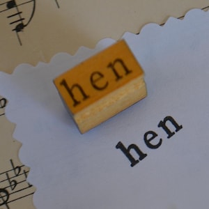 Vintage lehrreiche Klassenzimmer Wort Holz behandelt Gummi montiert Stempel - Henne