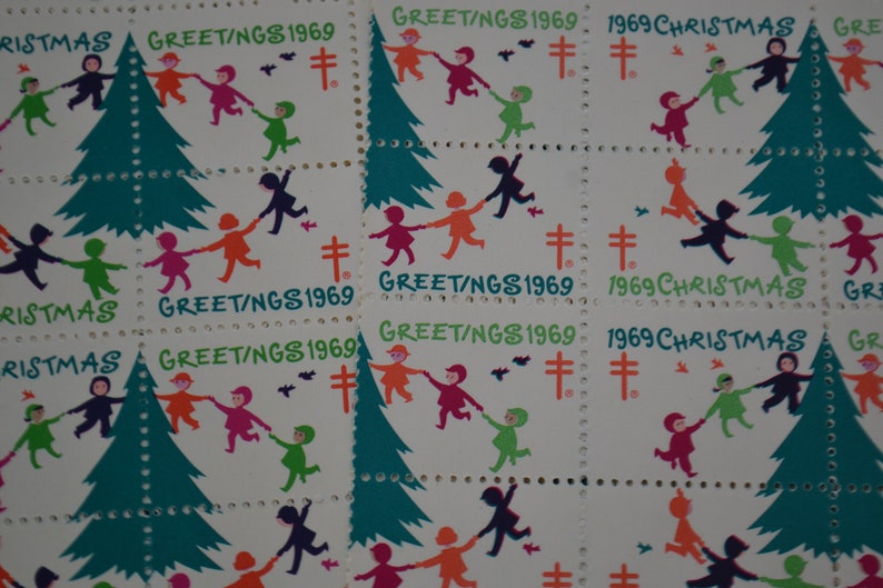 Vintage 1969 American Lung Association Christmas Holiday Fundraising Greeting Card Seals Lot of 180