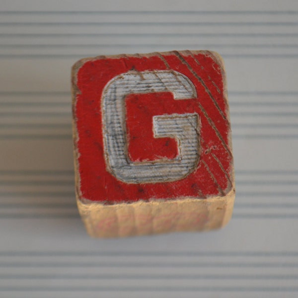Vintage Red Block Letter Initial Refrigerator Magnet G