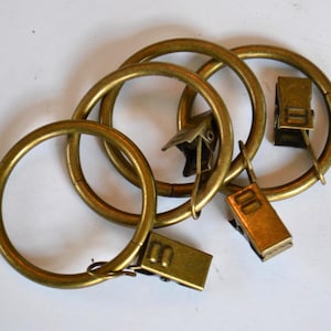 Vintage 1.75&quot; Circle Round Brass Curtain Rings Holders Lot of 4