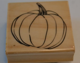 Pumpkin Halloween Fall Wood Mounted Rubber Stamp