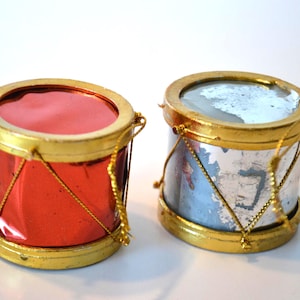 Vintage julgransprydnad trummor - set om 2