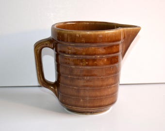 Vintage Ceramic Glazed Brown Small Pitcher