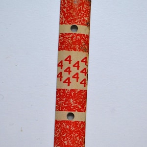 Vintage Red White Metal Numbered Tag Xylophone Key - Number 4
