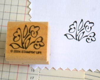 Vintage Stampin Up Flower Floral Wood Mounted Rubber Stamp