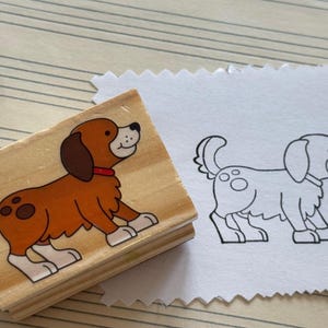Dog Puppy Wood Mounted Rubber Stamp