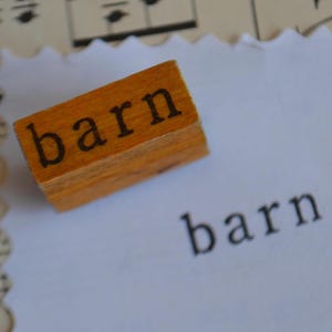 Vintage Educational Classroom Word Wood Handled Rubber Mounted Stamp - Barn