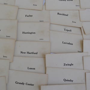 Tarjetas educativas antiguas de los pueblos y condados de Iowa, lote de 10