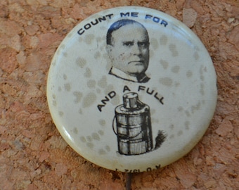 Vintage McKinley Presidente Candidato Presidencial Campaña Votar Votación Pin Pinback Botón
