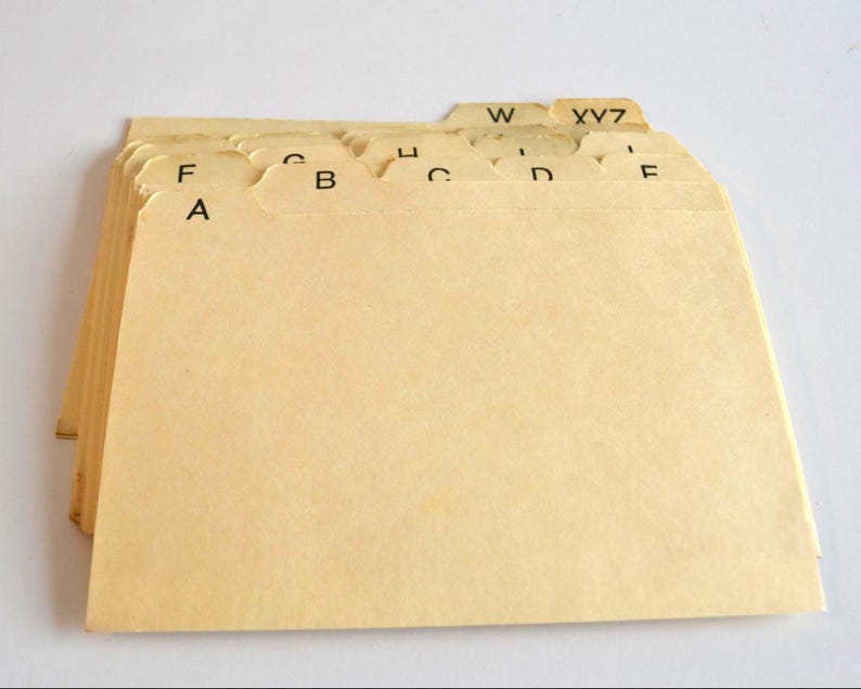 Vintage Large Manilla Office Kitchen Alphabet Index Card File ...