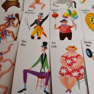 Vintage Whitman Old Maid Circus Characters Childrens Kids Game Cards Lot of 10