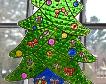 10 Décorations De Noël Vintage Verre Teinté Plastique 2 Pouces Lot Sapin