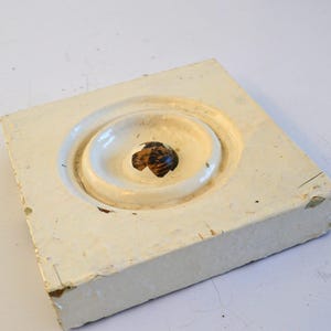 Antique Vintage Chippy Paint Square Wood Corner Rosette Architectural House Home Molding Trim