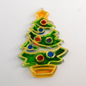 Vintage plastic glas-in-lood kerstboom kerstversiering