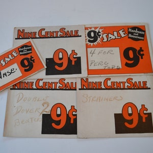 Cartões de etiquetas de preço de loja de varejo vintage sortidos lote de 5