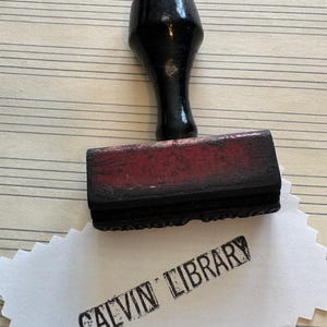 Vintage Bibliothek Holzgriff Stempel, Stempel mit Stempel Cabochon