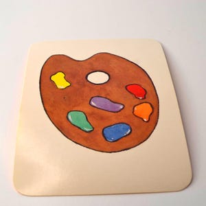 Tarjeta de desarrollo del lenguaje vintage de 1989. Imagen de tarjeta de estudio: Paleta de pintor.