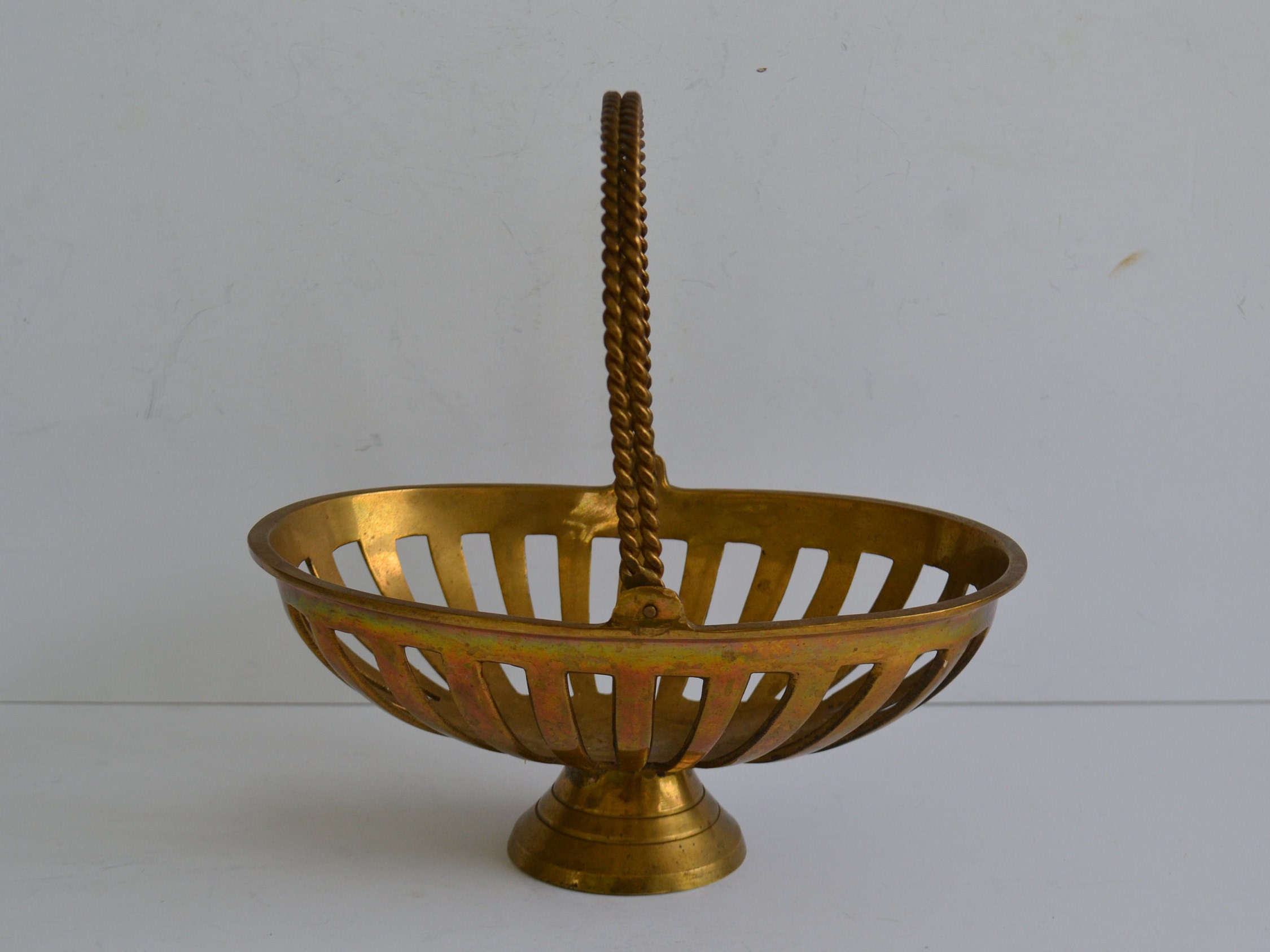 Vintage Brass Boho Candy Dish Bowl With Handle Etsy