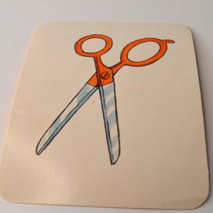 Vintage 1989 Taalontwikkeling Flashcard Flash Card Afbeelding Afbeelding - Schaar