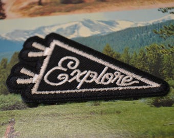 Black Explore Pennant Embroidered Badge Patch