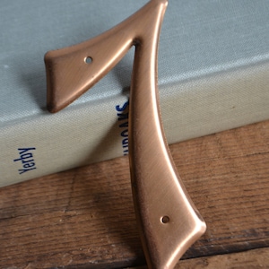 Vintage Brass Large Salvaged House Address Sign Number 7  Seven