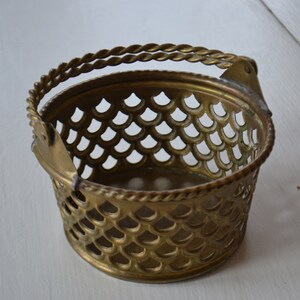 Vintage Brass Boho Small Candy Dish Bowl Basket With Handle